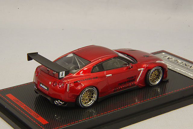 Chargez l&#39;image dans la visionneuse de la galerie, modèle d&#39;allumage 1/64 Pandem R35 GT-R rouge métallisé avec roues BBS LM 20 pouces (polonaise et dorée) IG1746
