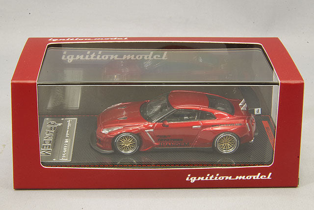 Cargue la imagen en el visor de la galería, modelo de encendido 1/64 Pandem R35 GT-R Rojo Metálico con Ruedas BBS LM de 20 pulgadas (Polaco y Dorado) IG1746
