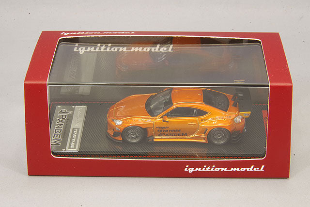 Load image into Gallery viewer, ignition model 1/64 Pandem Toyota 86 V3 Orange Metallic with Rocket Bunny 6666 Mesh 17-inch Wheels BlackIG1752
