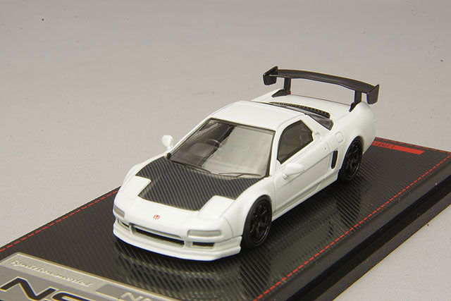 Chargez l&#39;image dans la visionneuse de la galerie, modèle d&#39;allumage 1/64 Honda NSX (NA1) Blanc Perle Mat avec Roues TE37 18 pouces (Noir)IG1939
