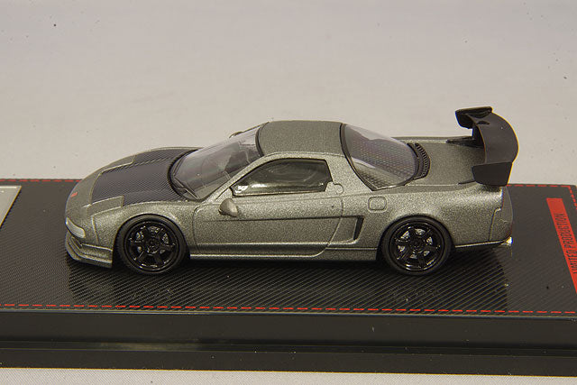 Chargez l&#39;image dans la visionneuse de la galerie, modèle d&#39;allumage 1/64 Honda NSX (NA1) Gris Titane avec Roues TE37 18 pouces (Noir)IG1946
