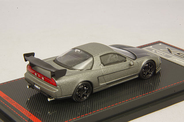 Chargez l&#39;image dans la visionneuse de la galerie, modèle d&#39;allumage 1/64 Honda NSX (NA1) Gris Titane avec Roues TE37 18 pouces (Noir)IG1946
