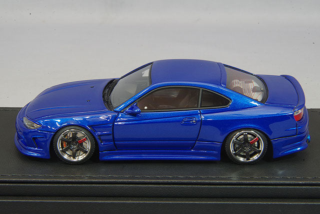 Chargez l&#39;image dans la visionneuse de la galerie, modèle d&#39;allumage 1/43 VERTEX S15 Silvia Blue Metallic avec roues TE37 18 pouces (polonais/noir) IG2131
