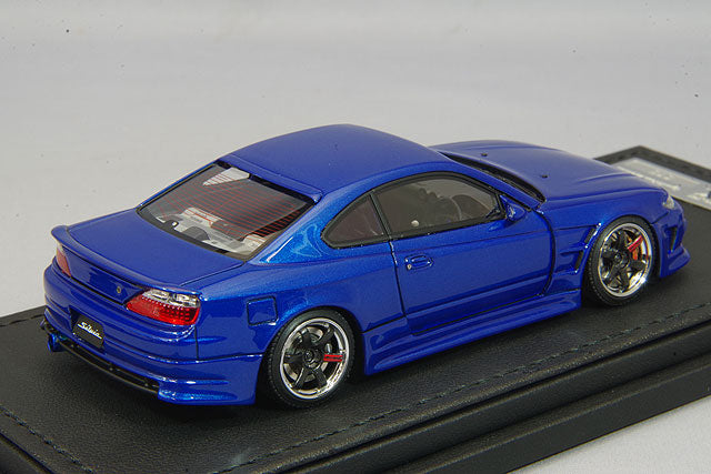 Chargez l&#39;image dans la visionneuse de la galerie, modèle d&#39;allumage 1/43 VERTEX S15 Silvia Blue Metallic avec roues TE37 18 pouces (polonais/noir) IG2131
