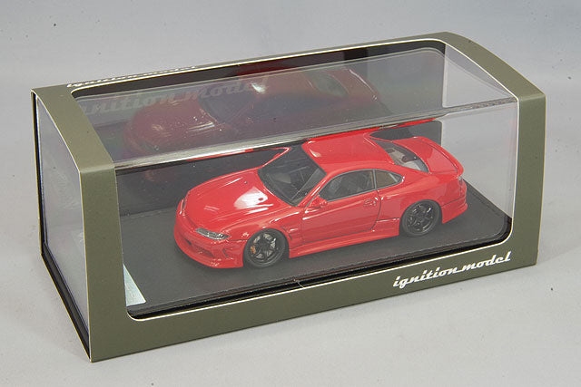 Laden Sie das Bild in Galerie -Viewer, ignition model 1/43 VERTEX S15 Silvia Red with Advan RG-D 19-inch Wheels (Black)IG2132
