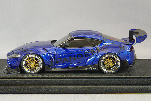 Cargue la imagen en el visor de la galería, modelo de encendido 1/43 Pandem Supra (A90) Azul Metálico con Ruedas BBS LM de 20 pulgadas (Polaco/Oro) IG2145
