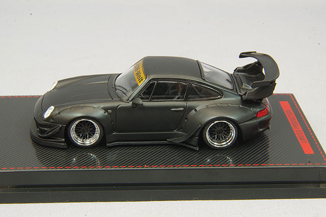 Laden Sie das Bild in Galerie -Viewer, ignition model 1/64 RWB 993 Matte Black with WORK Mesh Type 18-inch Wheels (Polish &amp; Black)IG2155
