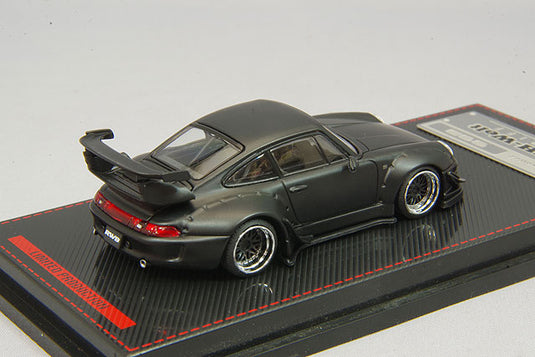 modelo de encendido 1/64 RWB 993 negro mate con ruedas tipo malla WORK de 18 pulgadas (polaco y negro) IG2155