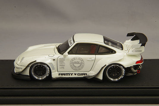 modelo de encendido 1/43 RWB 993 blanco perla con ruedas de malla de 18 pulgadas (polaco y negro) IG2176