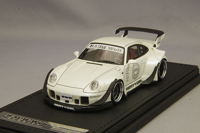 modèle d'allumage 1/43 RWB 993 blanc perle avec roues en maille de 18 pouces (polonaise et noire) IG2176