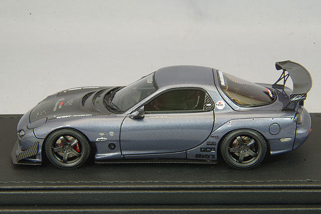 Cargue la imagen en el visor de la galería, modelo de encendido 1/43 FEED RX-7 (FD3S) &quot;Maou&quot; Gunmetallic con ruedas Advan Racing GT de 18 pulgadas (negro) IG2182
