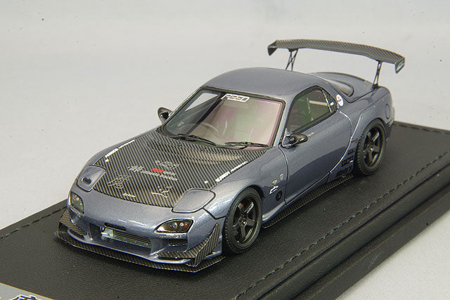 Chargez l&#39;image dans la visionneuse de la galerie, modèle d&#39;allumage 1/43 FEED RX-7 (FD3S) &quot;Maou&quot; Gunmetallic avec roues Advan Racing GT 18 pouces (Noir) IG2182
