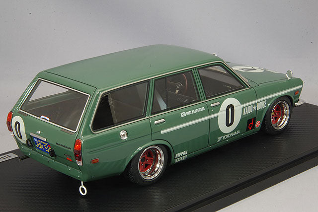 Cargue la imagen en el visor de la galería, Modelo de encendido 1/18 Datsun Bluebird (510) Wagon Green con ruedas SSR Mark II de 14 pulgadas (polaco y rojo) IG2217
