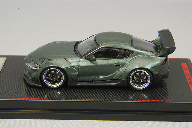 Chargez l&#39;image dans la visionneuse de la galerie, modèle d&#39;allumage 1/64 Pandem Supra (A90) bleu gris mat métallisé avec roues TE37 19 pouces (polonais et bronze) IG2334
