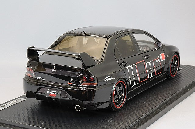 Cargue la imagen en el visor de la galería, Modelo de encendido 1/18 Mitsubishi Lancer Evolution IX MR (CT9A) &quot;Ralliart&quot; Negro con Rayos R01 Ruedas de 18 pulgadas (Negro) IG2375
