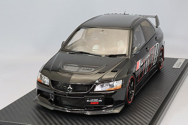 Cargue la imagen en el visor de la galería, Modelo de encendido 1/18 Mitsubishi Lancer Evolution IX MR (CT9A) &quot;Ralliart&quot; Negro con Rayos R01 Ruedas de 18 pulgadas (Negro) IG2375
