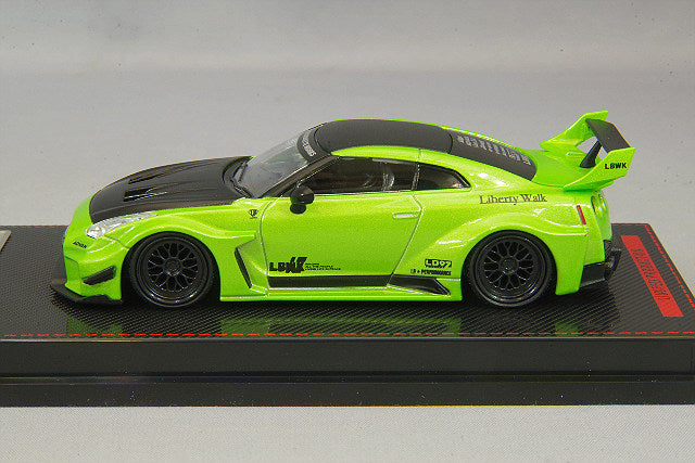 Chargez l&#39;image dans la visionneuse de la galerie, modèle d&#39;allumage 1/64 LB Silhouette Works GT Nissan 35GT-RR Vert métallisé avec roues LD97 LD12 20 pouces (Noir) IG2384
