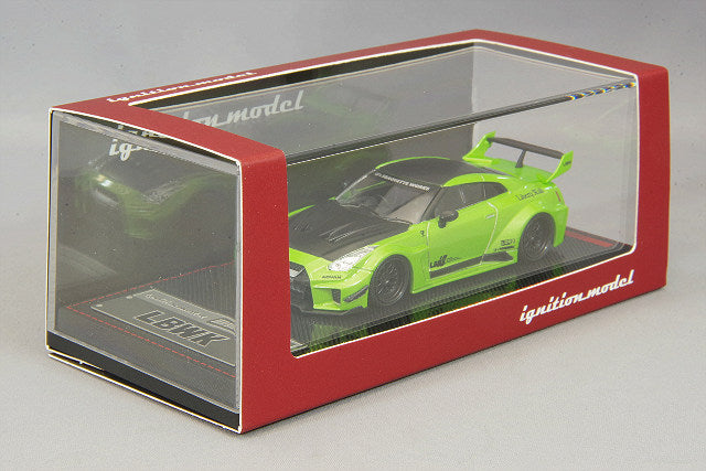 Cargue la imagen en el visor de la galería, modelo de encendido 1/64 LB Silhouette Works GT Nissan 35GT-RR Verde Metálico con Ruedas LD97 LD12 de 20 pulgadas (Negro) IG2384
