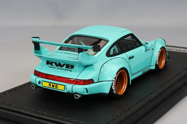 Chargez l&#39;image dans la visionneuse de la galerie, modèle d&#39;allumage 1/43 RWB 964 bleu clair avec roues WORK Meister M1 18 pouces (bronze clair et noir) IG2516
