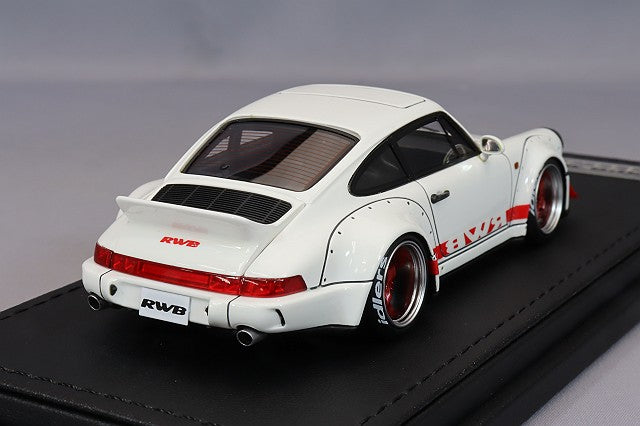 Cargue la imagen en el visor de la galería, modelo de encendido 1/43 RWB 964 Blanco con ruedas WORK Meister S1 de 18 pulgadas (polaco/rojo) IG2520
