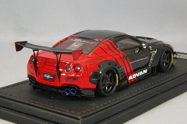 Chargez l&#39;image dans la visionneuse de la galerie, modèle d&#39;allumage 1/43 LB-WORKS Nissan GT-R R35 Type 2 Noir/Rouge avec roues Advan Racing GT 20 pouces (Noir) IG2556
