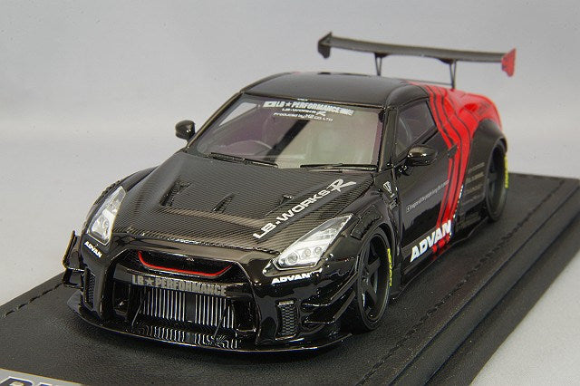 ignition model 1/43 LB-WORKS Nissan GT-R R35 Type 2 Black/Red with Advan Racing GT 20-inch Wheels (Black)IG2556