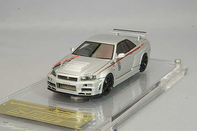 Modelo de encendido 1/64 Nismo R34 GT-R R Tune Silver ResinIG2576