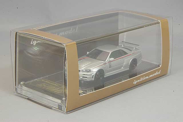 Chargez l&#39;image dans la visionneuse de la galerie, Allumage modèle 1/64 Nismo R34 GT-R R Tune Silver ResinIG2576
