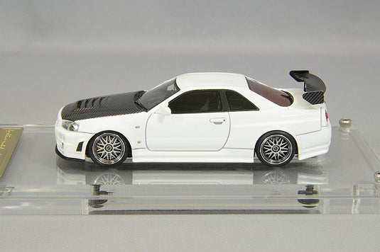 modèle d'allumage 1/64 Nismo R34 GT-R R-Tune Blanc avec roues BBS LM 18 pouces (polonais/argent) RésineIG2577