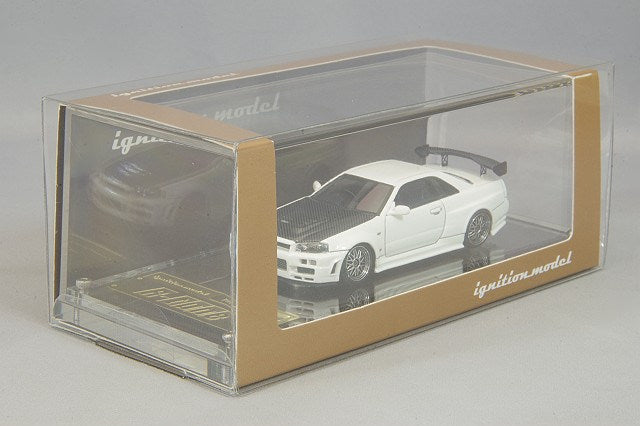 Chargez l&#39;image dans la visionneuse de la galerie, modèle d&#39;allumage 1/64 Nismo R34 GT-R R-Tune Blanc avec roues BBS LM 18 pouces (polonais/argent) RésineIG2577
