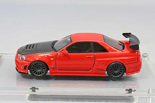 Chargez l&#39;image dans la visionneuse de la galerie, modèle d&#39;allumage 1/64 Nismo R34 GT-R R-Tune Red avec roues ENKEI RS05RR 18 pouces (Gunmetal) IG2578
