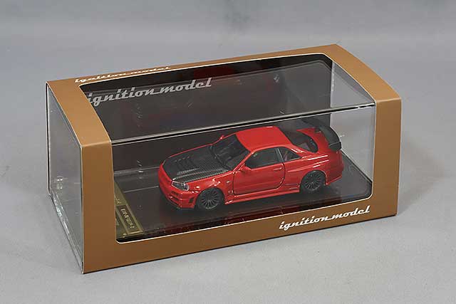 Chargez l&#39;image dans la visionneuse de la galerie, modèle d&#39;allumage 1/64 Nismo R34 GT-R R-Tune Red avec roues ENKEI RS05RR 18 pouces (Gunmetal) IG2578
