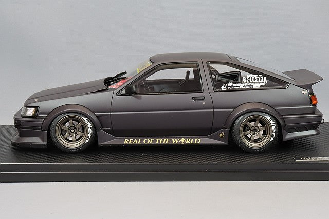 Cargue la imagen en el visor de la galería, Modelo de encendido 1/18 RWB AE86 negro mate con ruedas TE37 de 15 pulgadas (bronce) IG2606
