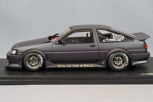 Modelo de encendido 1/18 RWB AE86 negro mate con ruedas TE37 de 15 pulgadas (bronce) IG2606