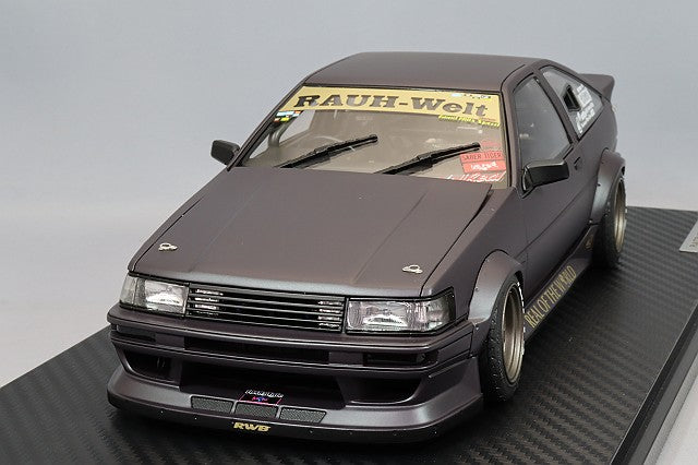 Modelo de encendido 1/18 RWB AE86 negro mate con ruedas TE37 de 15 pulgadas (bronce) IG2606