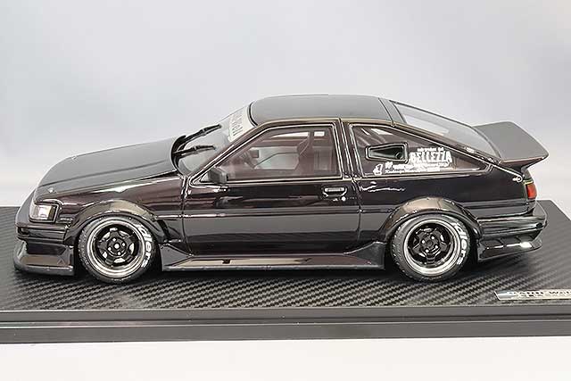 Cargue la imagen en el visor de la galería, Modelo de encendido 1/18 RWB AE86 Negro con ruedas Meister S1 tipo 15 pulgadas (polaco/negro) IG2609
