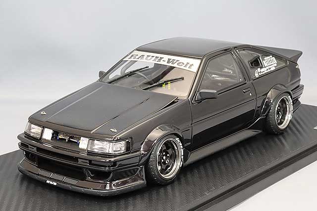 Modelo de encendido 1/18 RWB AE86 Negro con ruedas Meister S1 tipo 15 pulgadas (polaco/negro) IG2609