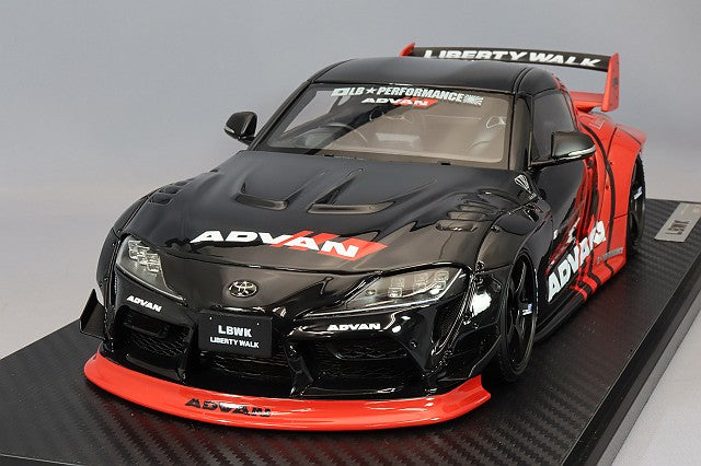 Load image into Gallery viewer, ignition model 1/18 LB-WORKS Toyota Supra (A90) &quot;Advan&quot; Black/Red with Advan Racing GT 19-inch Wheels (Black)IG2650
