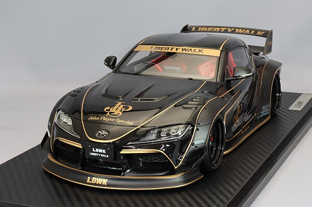 Cargue la imagen en el visor de la galería, modelo de encendido 1/18 LB-WORKS Toyota Supra (A90) Negro con ruedas LD97 LD-T6 de 19 pulgadas (Negro) IG2656
