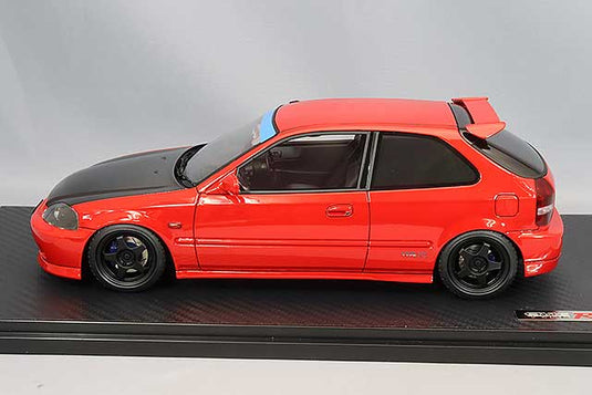 Modelo de encendido 1/18 Honda Civic (EK9) Tipo R Rojo con ruedas SW388 de 15 pulgadas (Negro) IG2677