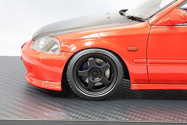 Load image into Gallery viewer, ignition model 1/18 Honda Civic (EK9) Type R Red with SW388 15-inch Wheels (Black)IG2677
