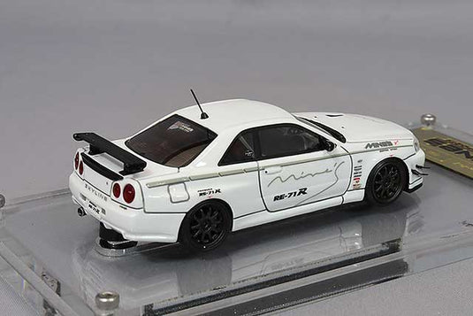 Modèle d'allumage 1/64 Nissan Skyline GT-R Mine's (R34) blanc avec roues CE28N 18 pouces (Bronze) IG2722