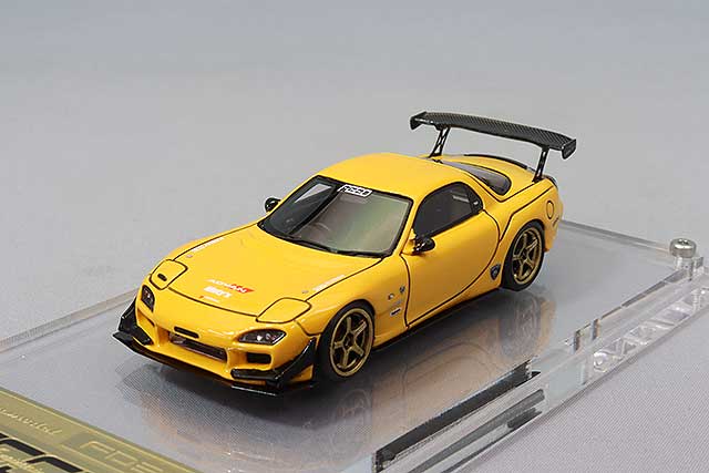 Modelo de encendido 1/64 FEED RX-7 (FD3S) Amarillo con ruedas Advan Racing GT de 18 pulgadas (Oro) ResinIG2726