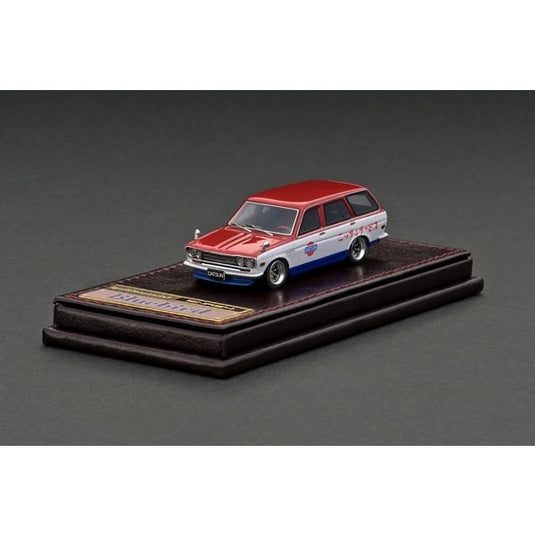 Modelo de encendido IG2882 1/64 Datsun Bluebird 510 Wagon Rojo/Blanco/Azul [Resin Cast]