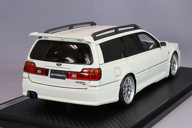 Load image into Gallery viewer, ignition model 1/18 Nissan Stagea 260RS WGNC34 Pearl White with BBS RG-R 18-inch Wheels (Silver)IG2885
