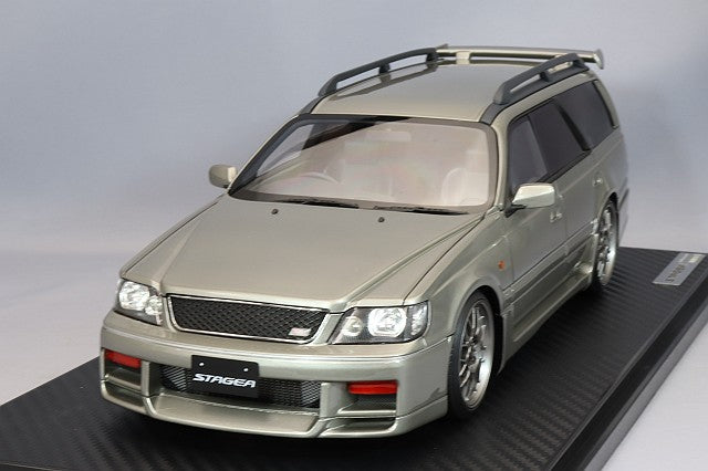 modèle d'allumage 1/18 Nissan Stagea 260RS (WGNC34) Argent avec roues BBS RG-R 18 pouces (Gunmetal) IG2888