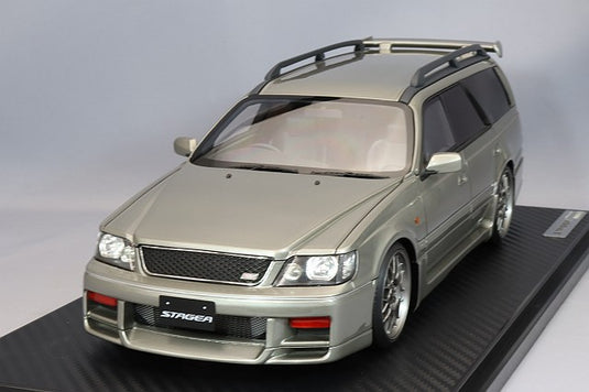 Modelo de encendido 1/18 Nissan Stagea 260RS (WGNC34) Plata con ruedas BBS RG-R de 18 pulgadas (Gunmetal) IG2888