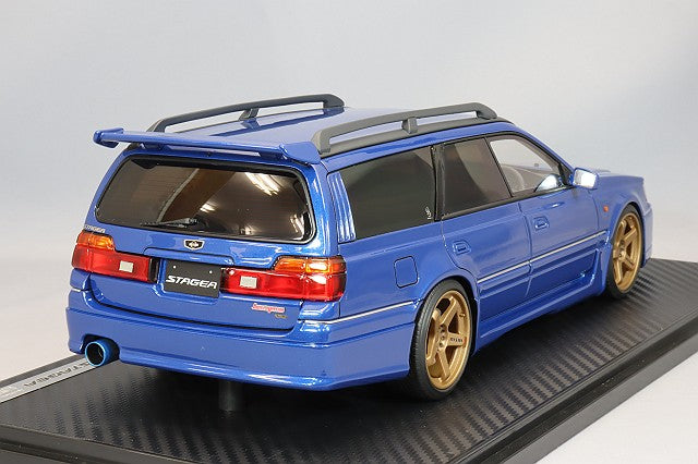 Cargue la imagen en el visor de la galería, Modelo de encendido 1/18 Nissan Stagea 260RS (WGNC34) Azul con ruedas Nismo LMGT4 de 18 pulgadas (Bronce) IG2891
