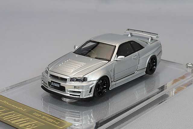 modèle d'allumage 1/64 Nismo R34 GT-R Z-tune Argent avec roues Nismo LMGT-4 18 pouces (Noir) IG2936