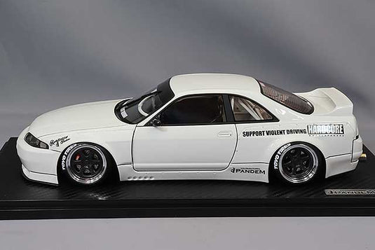 ignition model 1/18 Pandem GT-R (BCNR33) White with HARDCORE Original Spoke 18-inch Wheels (Polish/Gunmetal)IG3029